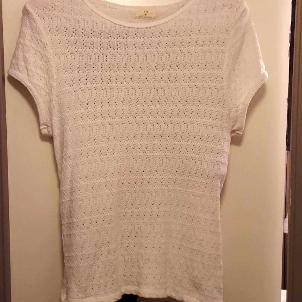Anthropologie t.la. White 100& Cotton Knit "T" Made in USA